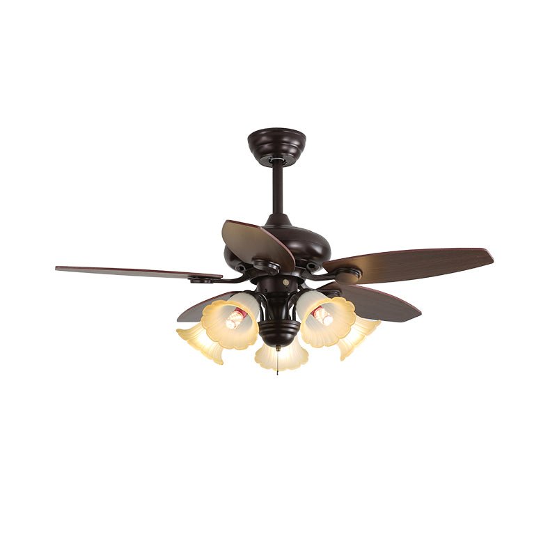 Deckenventilator mit Beleuchtung und Fernbedienung, klassisches Holz und Glas, Ø107 cm – Lamylie