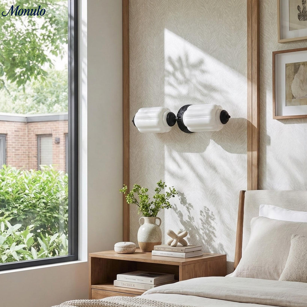 Vintage Glass Wall Lamp Horizontal Model Eloise Light Source for Living Room and Hallway - Lamylie