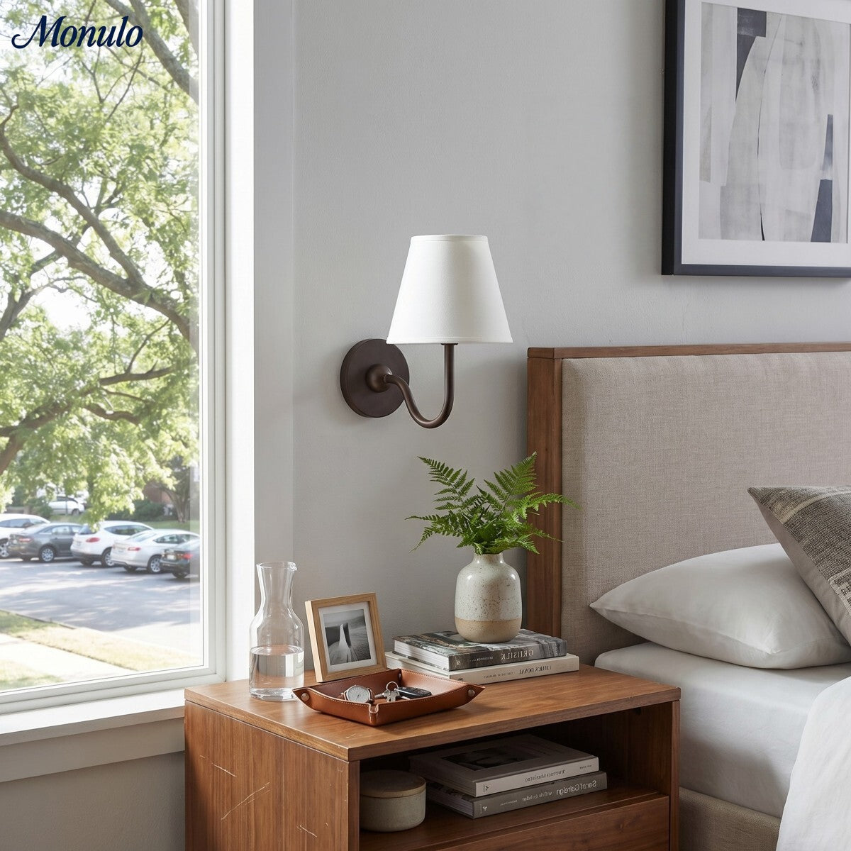 Wall Lamp with Pleated Fabric Shade | Classic Lighting for Bedroom and Living Room - Lamylie