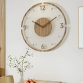 Väggklocka i akryl och trä Ø30 cm | Tyst urverk, modern tidsvisning, skandinavisk stil för vardagsrum, kök och kontor – Lamylie