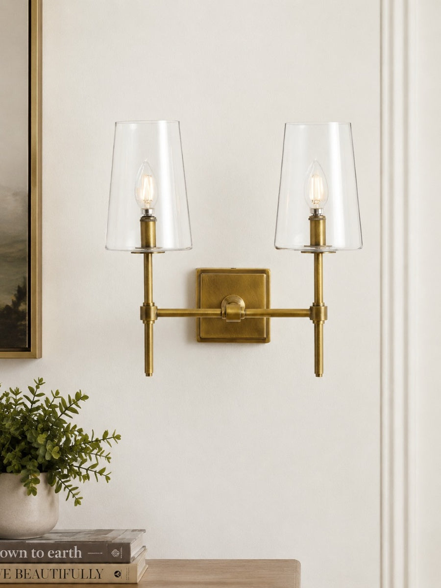 Glass Wall Lamp with Clear Glass | Single to Triple Configuration | Elegant Bathroom Lighting - Lamylie