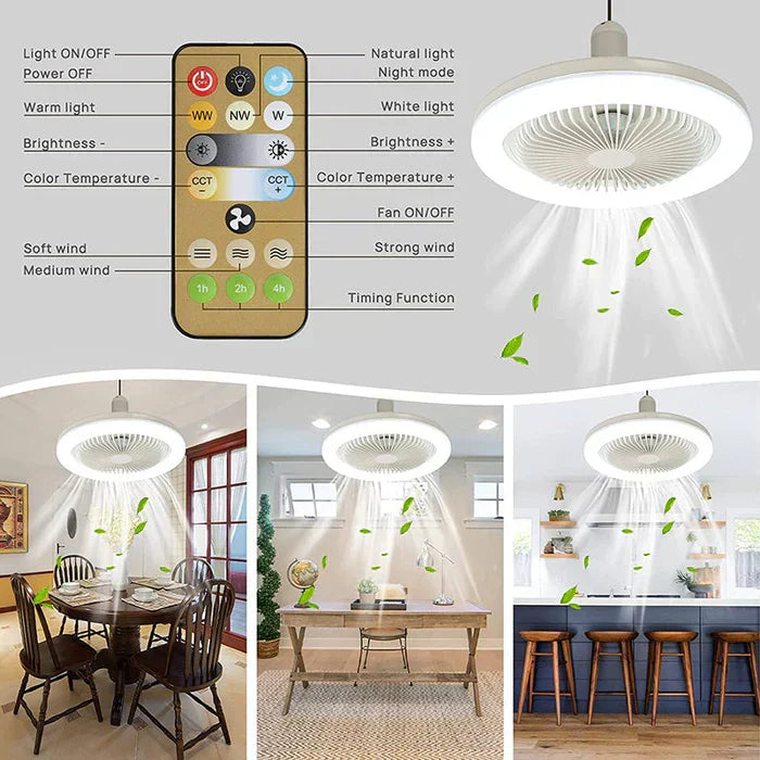 Ventilateur de plafond moderne avec éclairage LED – Rafraîchissement silencieux pour le salon et la chambre – Lamylie