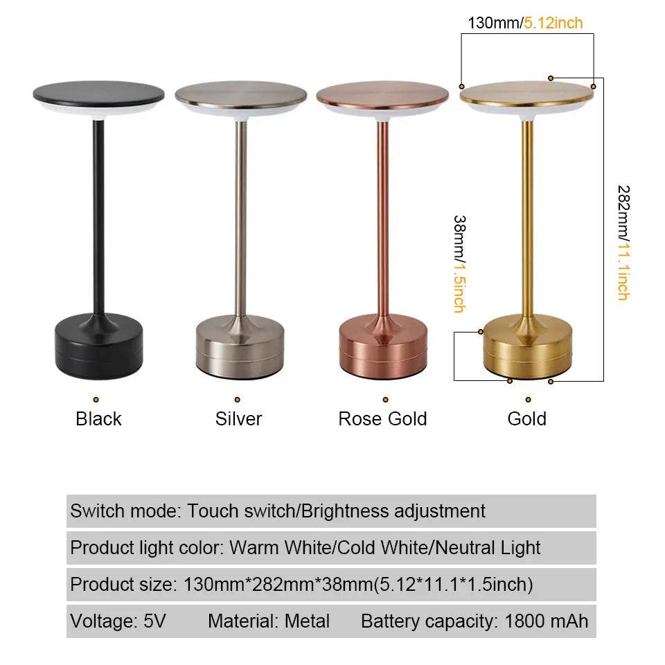 USB Rechargeable LED Desk Lamp Featuring 3 Color Temperature Settings - Lamylie