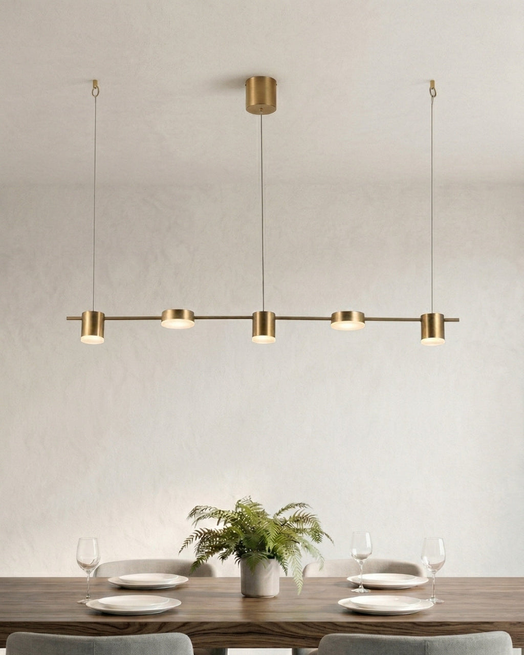 Linear LED Pendant Lamp Helios | Modern Lighting with Metal and Acrylic for Dining Room and Living Room - Lamylie