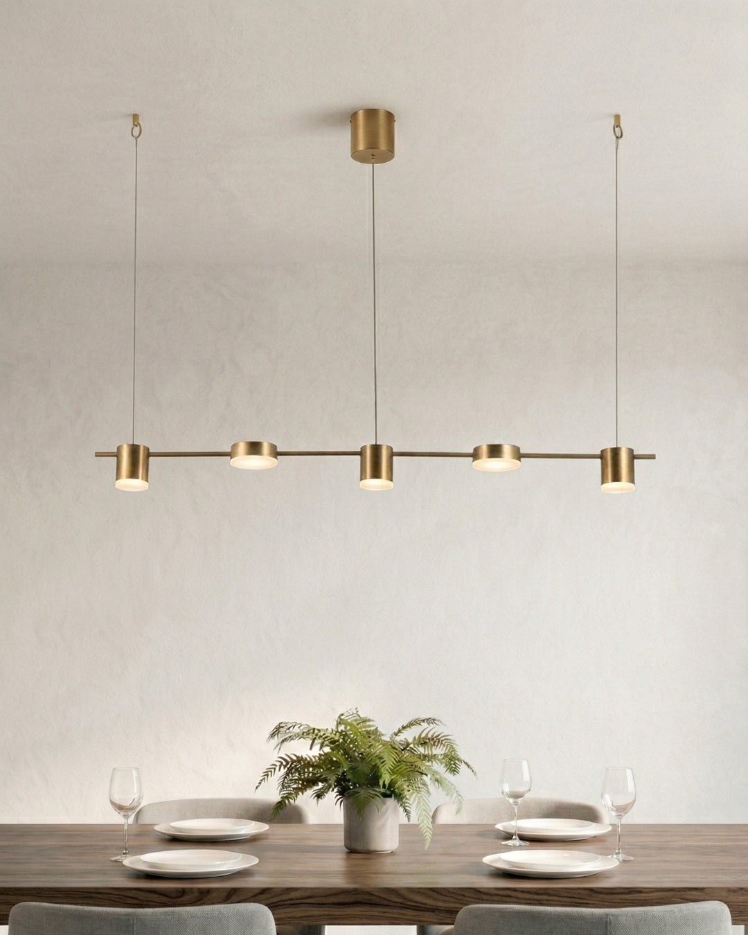 Linear LED Pendant Lamp Helios | Modern Lighting with Metal and Acrylic for Dining Room and Living Room - Lamylie