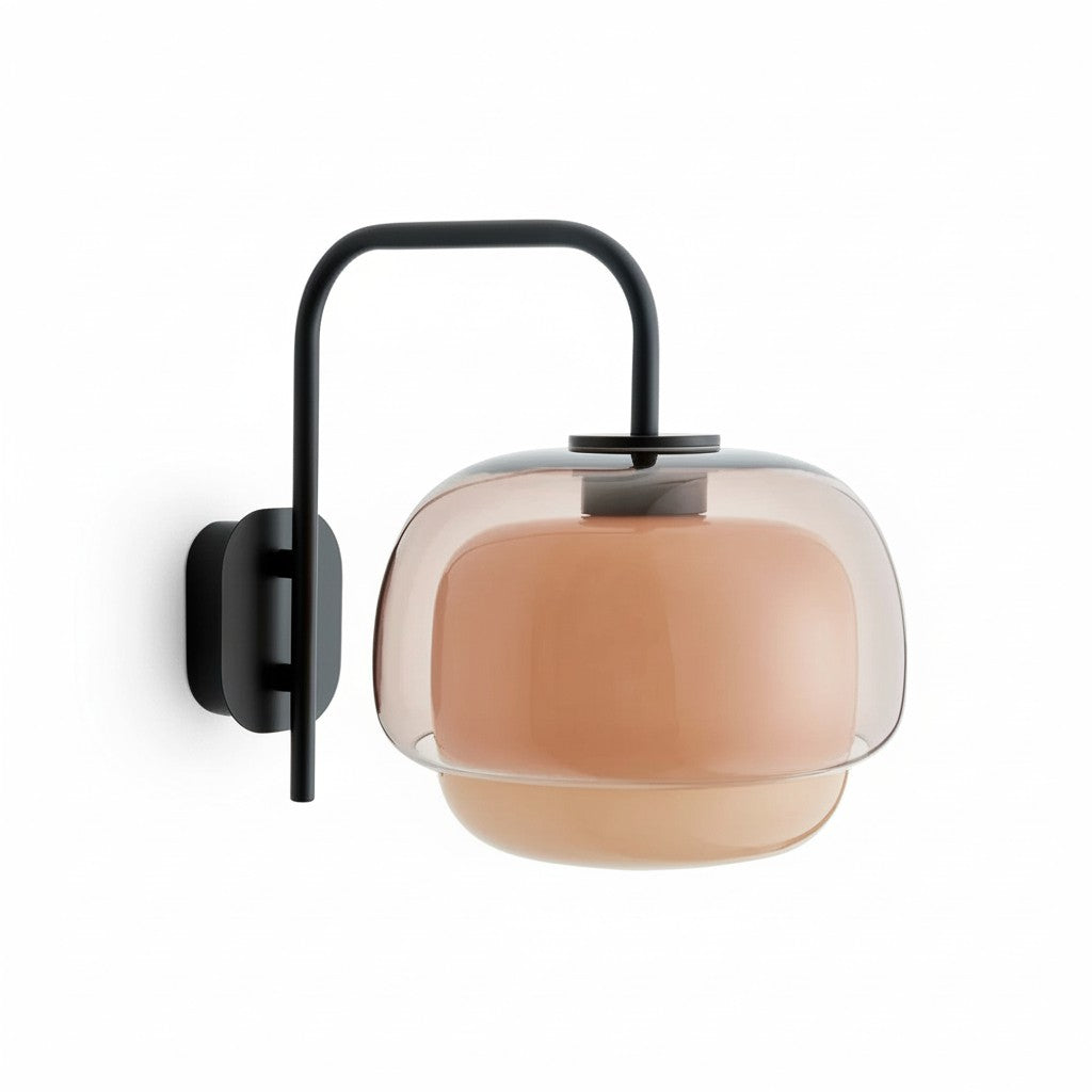 Colored Glass Wall Lamp with Round Shade | Green, Pink, Orange | Modern LED Lighting - Lamylie
