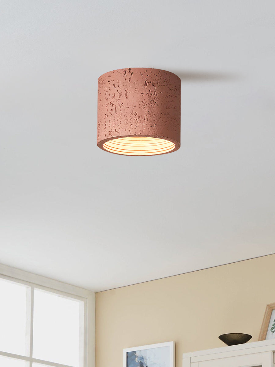 Zylindrische Travertin-Deckenlampe | LED-Beleuchtung für moderne Innenräume - Lamylie