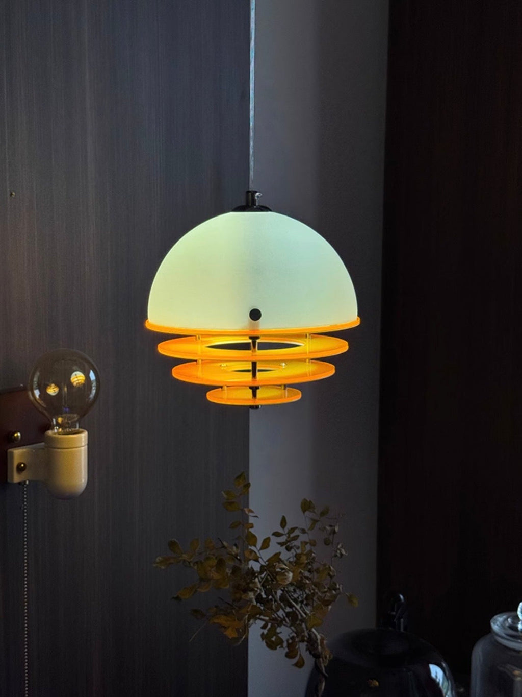 Stylish Pendant Lamp Bauhaus Design Orange-White Ambient Lighting for Modern Interiors - Lamylie