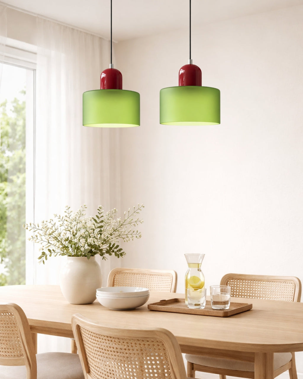 KORA Glass Pendant Lamp | Bauhaus Design Geometric Light | Adjustable | E27 | Scandinavian Interior Lighting - Lamylie