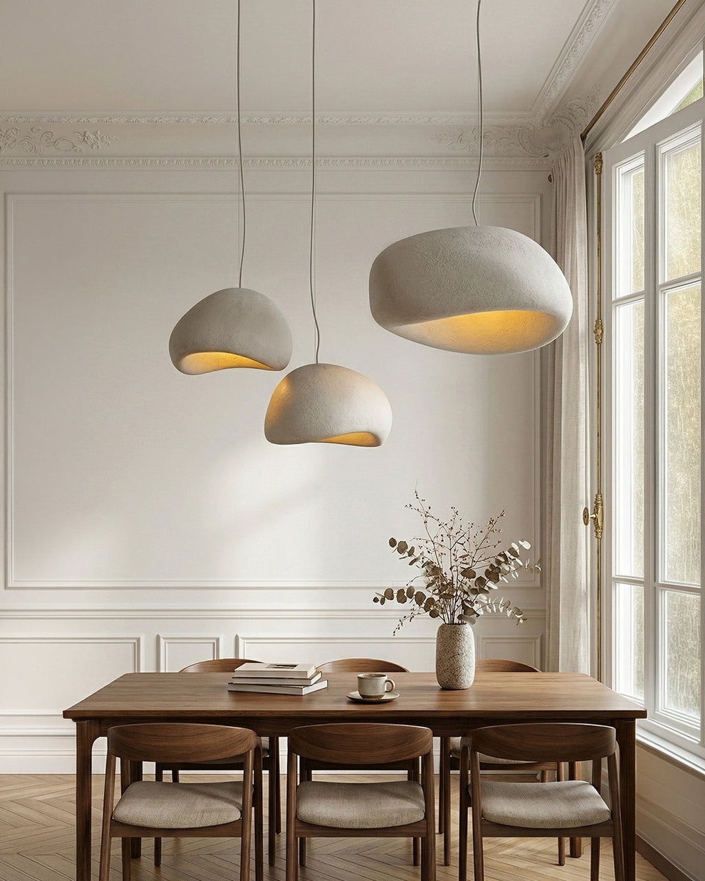 Wabi Sabi Polymer Pendant Lamp | Organic Texture Scandinavian Light Design for Living Room Dining Room - Lamylie