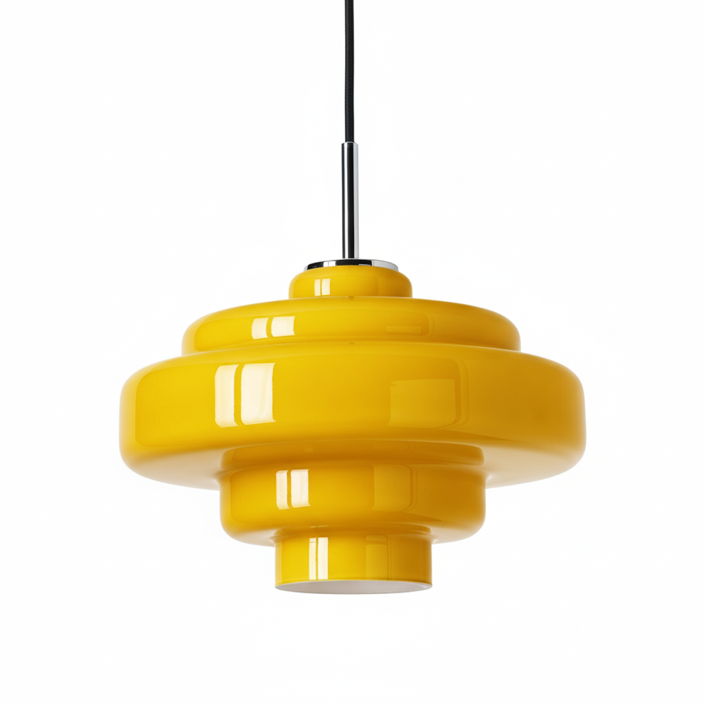 Colored Glass Pendant Lamp with Adjustable Suspension | Modern Light Point for Dining Room Kitchen Living Room - Lamylie