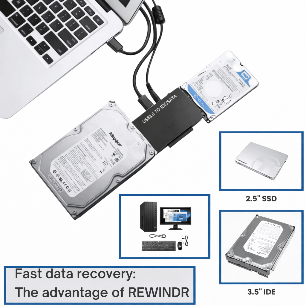 محول محرك أقراص ثابتة USB | واجهة SATA وIDE | نقل بيانات سريع | RecoverPro - Lamylie