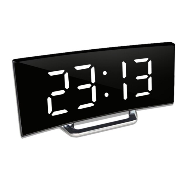 ساعة رقمية | شاشة LED مرآة لعرض المنبّه | تعتيم تلقائي مضاد للتوهج | CurveClock - Lamylie