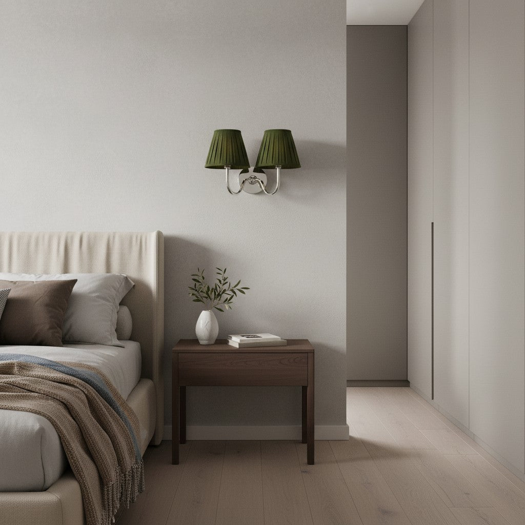 Wall Lamp with Pleated Fabric Shade | Classic Lighting for Bedroom and Living Room - Lamylie