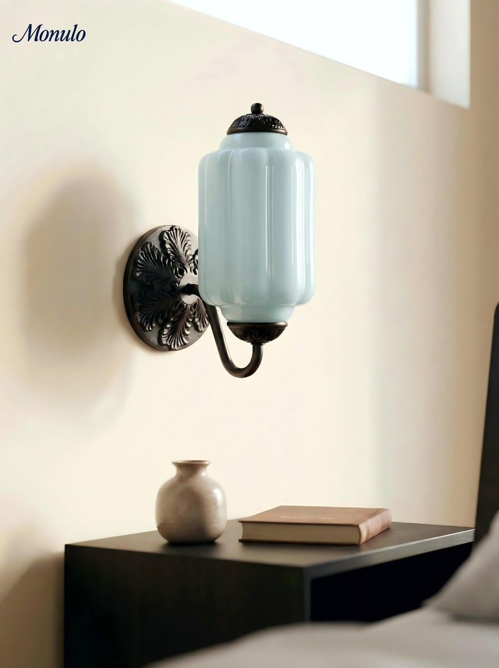 Milk Glass Wall Lamp Eloise for Hall and Bedroom | Vintage Wall Lighting with Milky White Glass - Lamylie