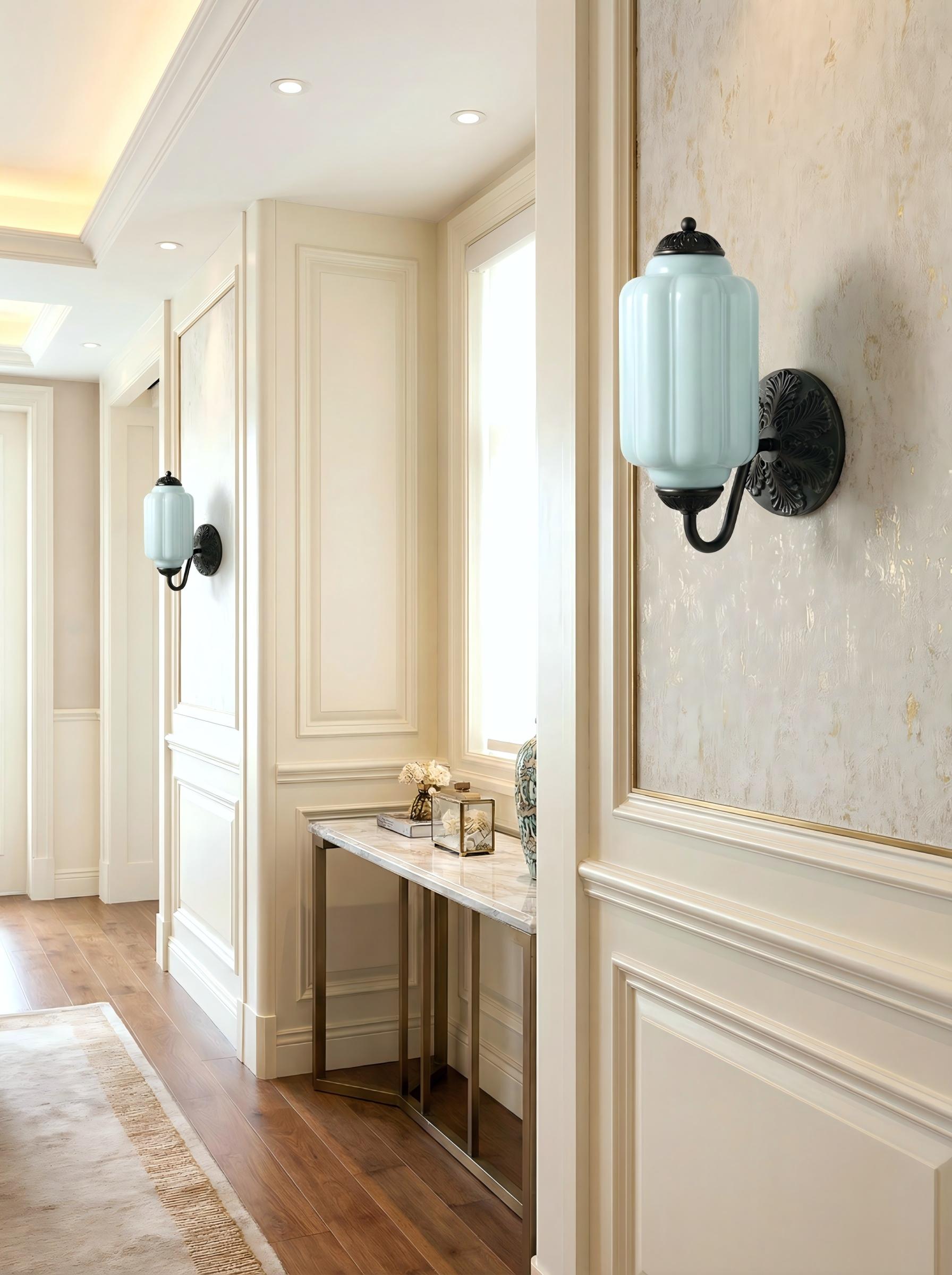 Milk Glass Wall Lamp Eloise for Hall and Bedroom | Vintage Wall Lighting with Milky White Glass - Lamylie