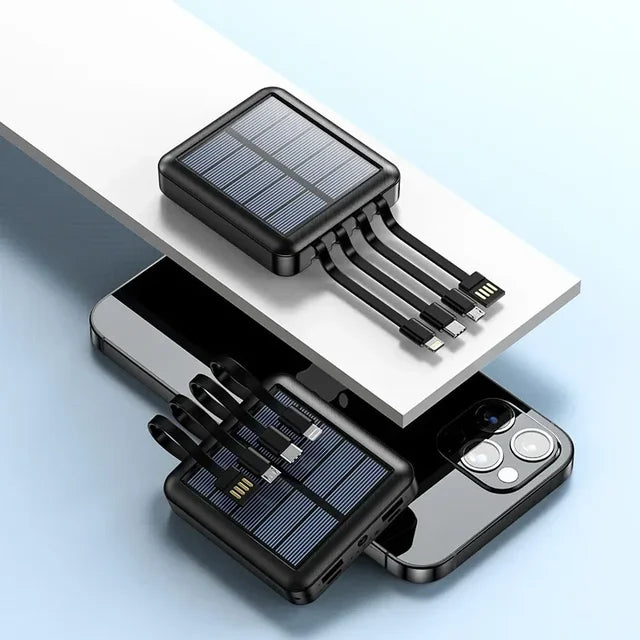 Baterie externă solară portabilă cu lanternă LED și mai multe porturi de încărcare | Ideală pentru activități în aer liber, camping și situații de urgență - Lamylie