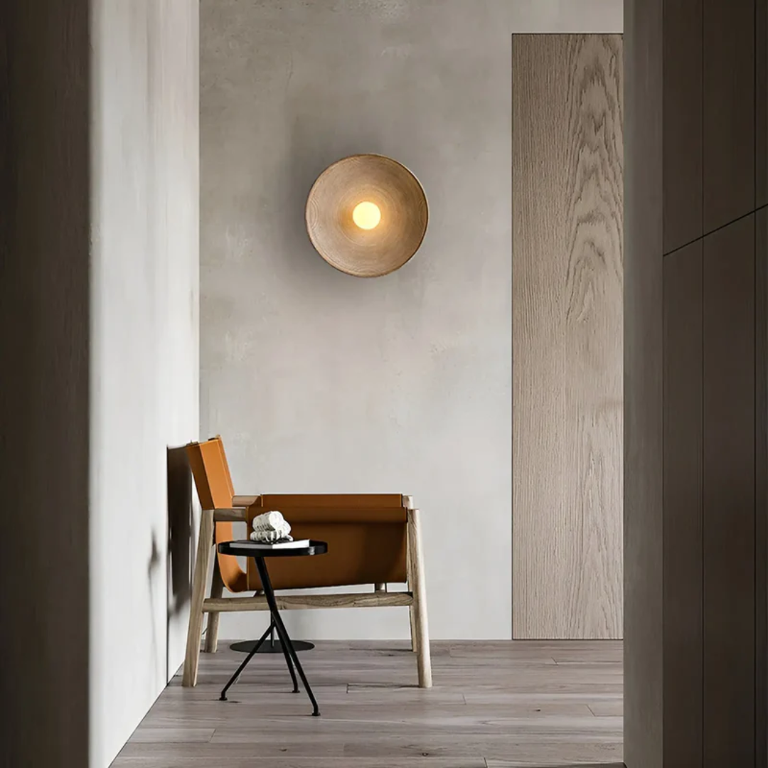 Runde Wandleuchte aus Glas & Harz – Wabi-Sabi-Design, Dreifarbenschema - Lamylie