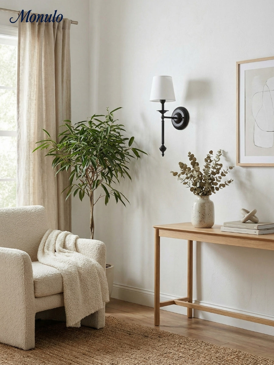 Stoffwandleuchte mit Vintage-Kupfer-Finish | Atmosphärische Beleuchtung für Flur, Schlafzimmer und Wohnzimmer - Lamylie