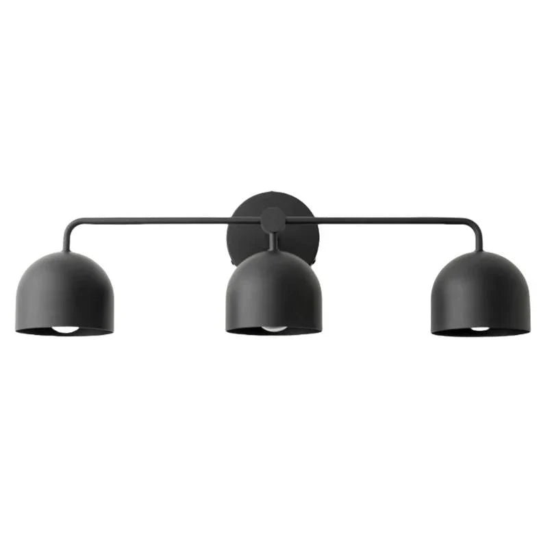 Væglampe med kuppelskærme, moderne skandinavisk design i sort metal og messing, 2-3 lyspunkter, stemningsbelysning til badeværelse, entré og soveværelse - Lamylie
