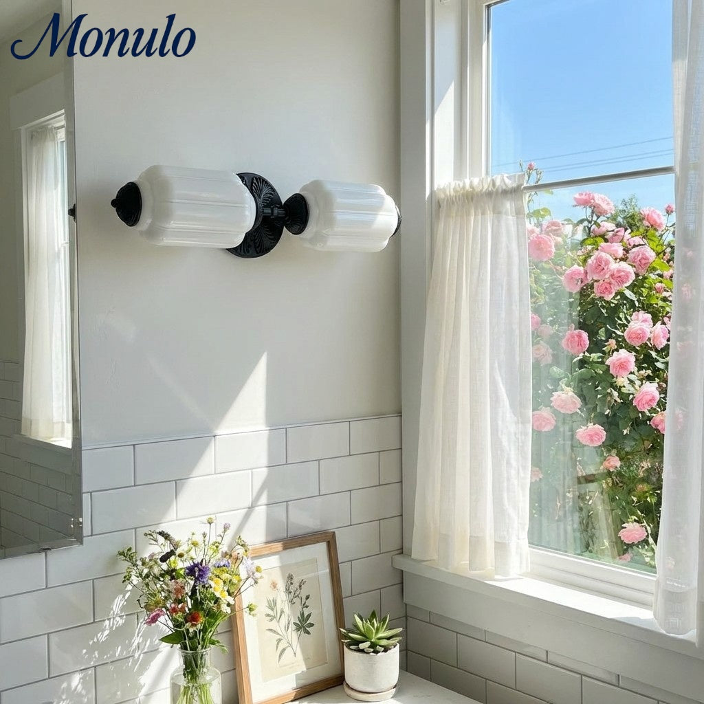 Eloise Vintage Wandleuchte aus Milchglas mit gewelltem Rand - Moderne Akzentbeleuchtung für Bad und Schlafzimmer