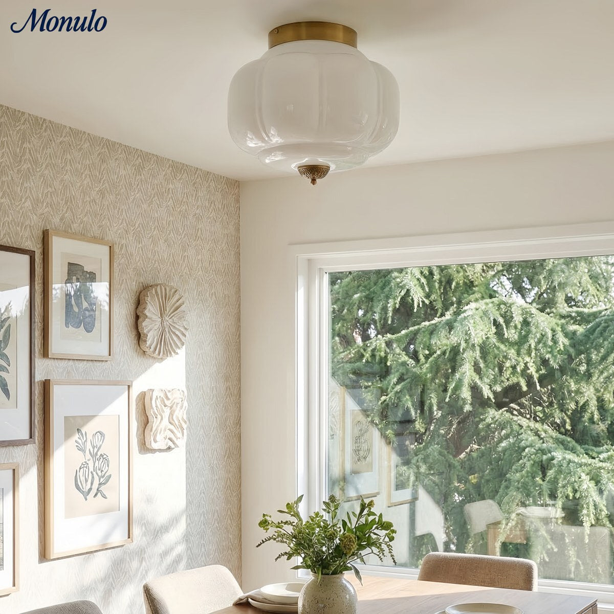 Ceiling Lamp Milk Glass Shade Modern Lighting Scandinavian Style Living Room Dining Room Bedroom Flush Mount - Lamylie