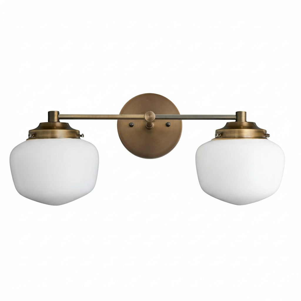 Globe Wall Lamp Classic Bathroom Schoolhouse Lighting Matte Opal Glass for Mirror and Sink - Lamylie