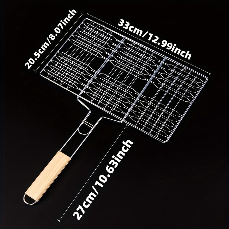 GrillGrid nagyméretű BBQ-kosár — téglalap alakú kialakítás, biztonságos átfordítás, egyenletes hőeloszlás