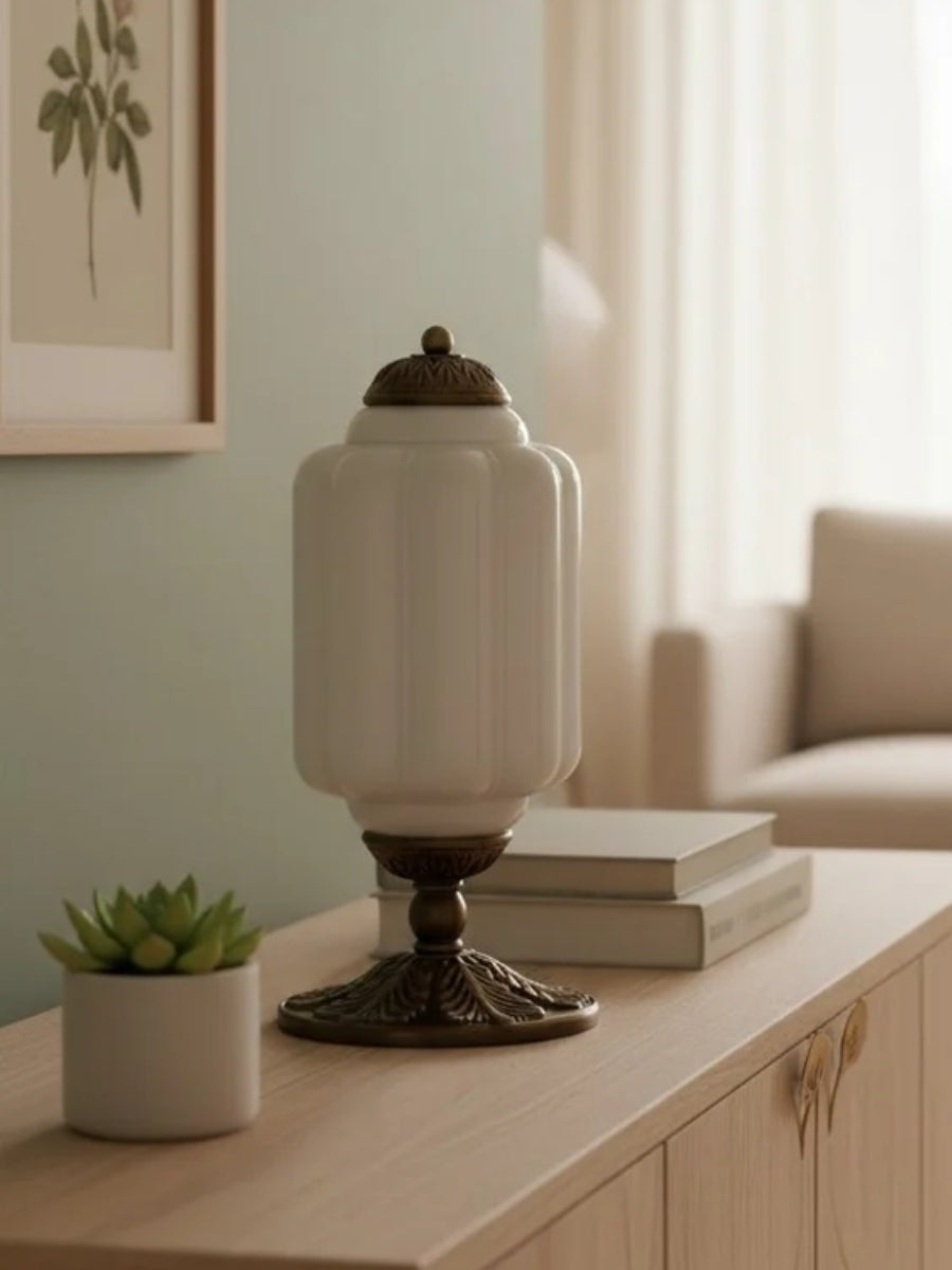 Vintage Glass Table Lamp with Brass or Black Finish - Lamylie