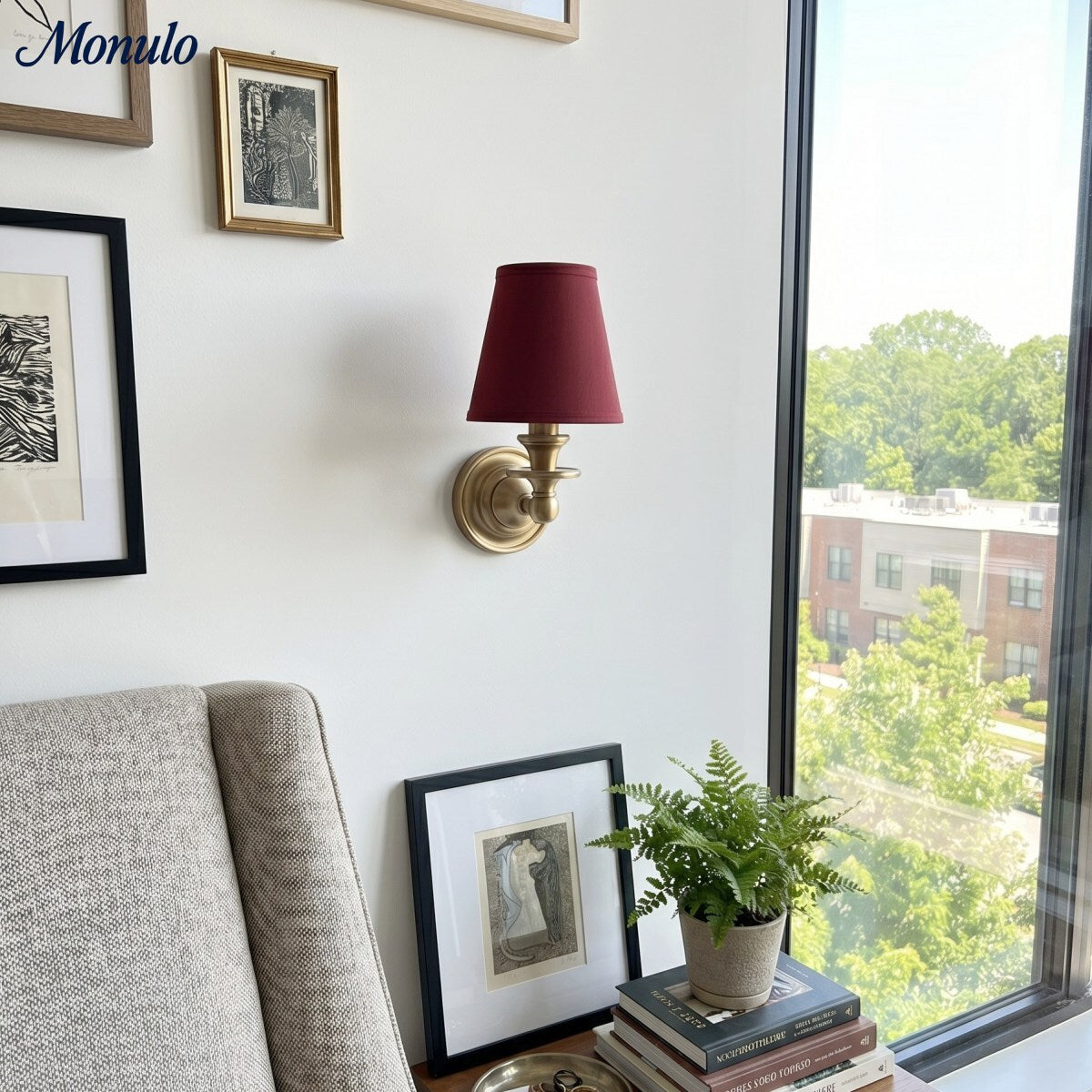 Wall Lamp with Fabric Shade and Gooseneck Arm | Wrought Iron Fixture with Adjustable Reading Lamp - Lamylie