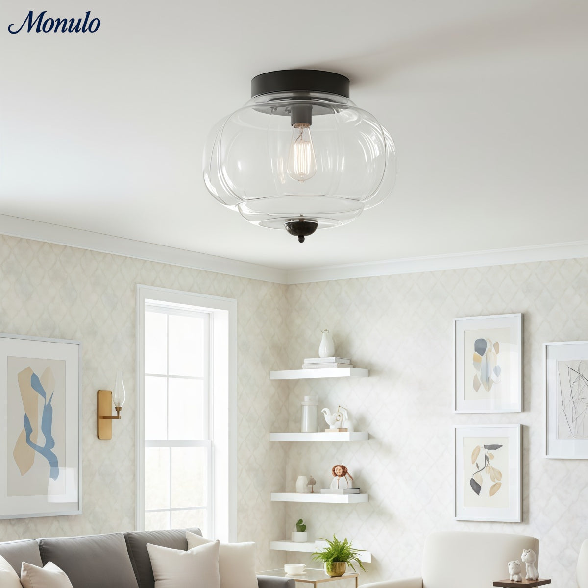 Retro Ceiling Lamp with Milk Glass Shade | Refined Semi-Flush Mount Lighting for Modern Interiors - Lamylie