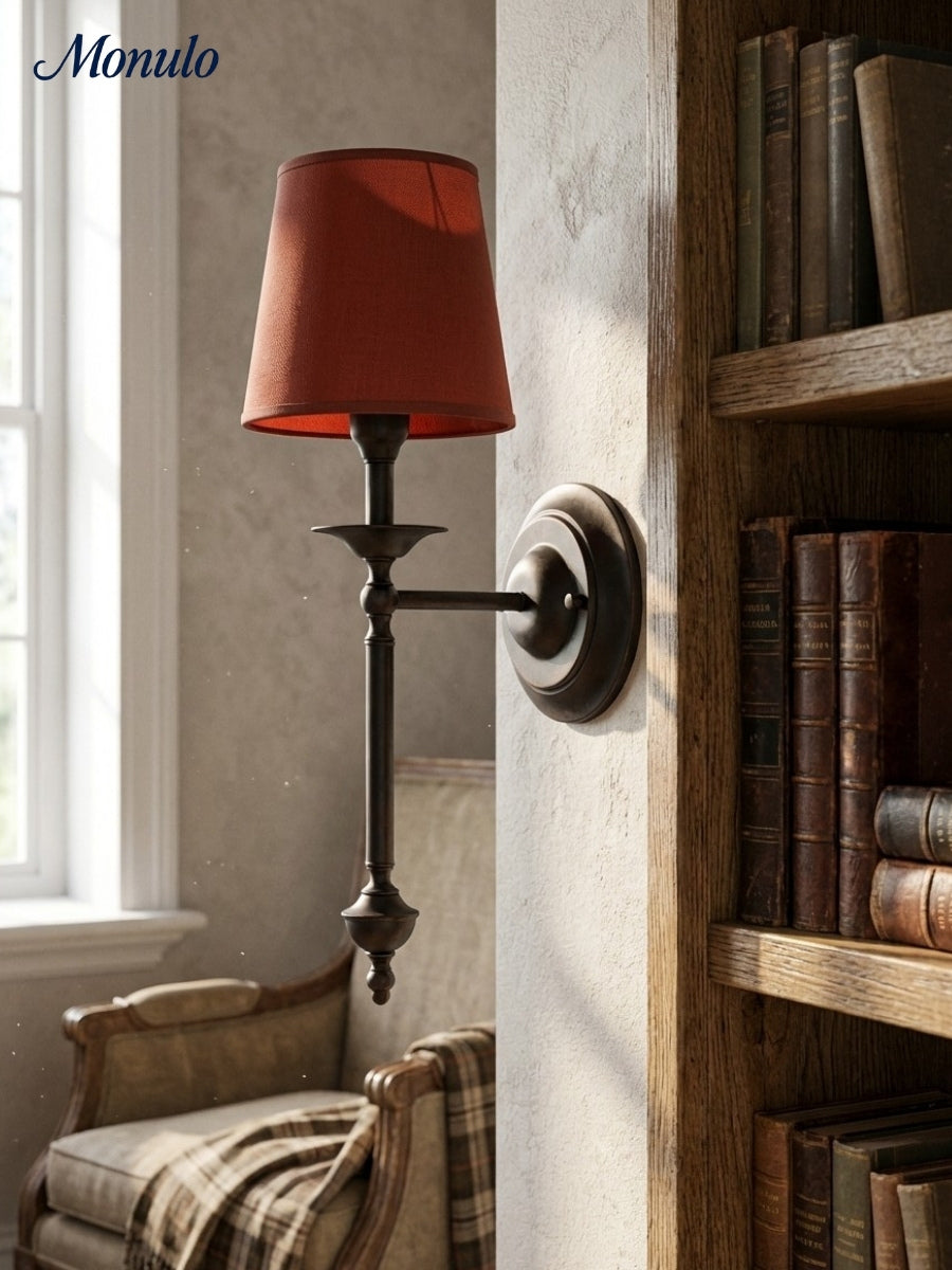 Stoffwandleuchte mit Vintage-Kupfer-Finish | Atmosphärische Beleuchtung für Flur, Schlafzimmer und Wohnzimmer - Lamylie