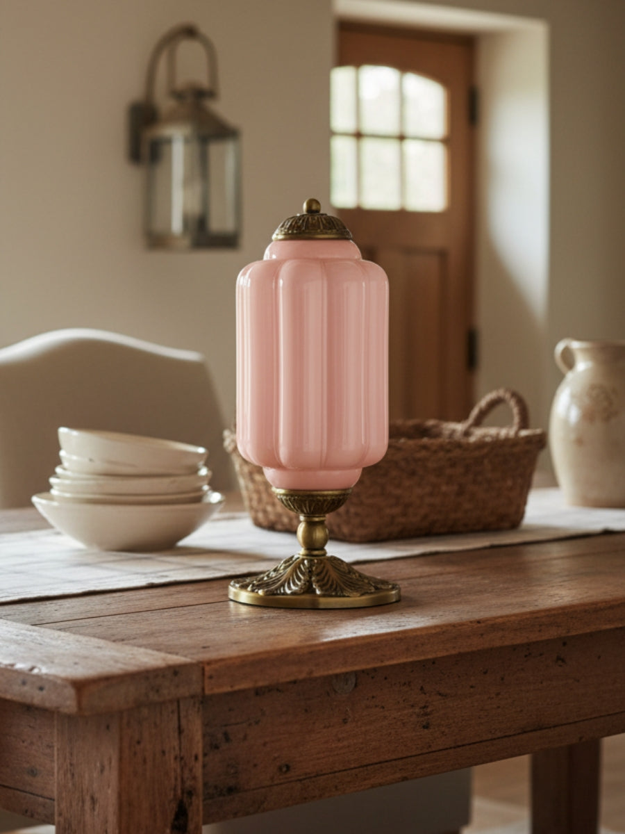 Vintage Glass Table Lamp with Brass or Black Finish - Lamylie