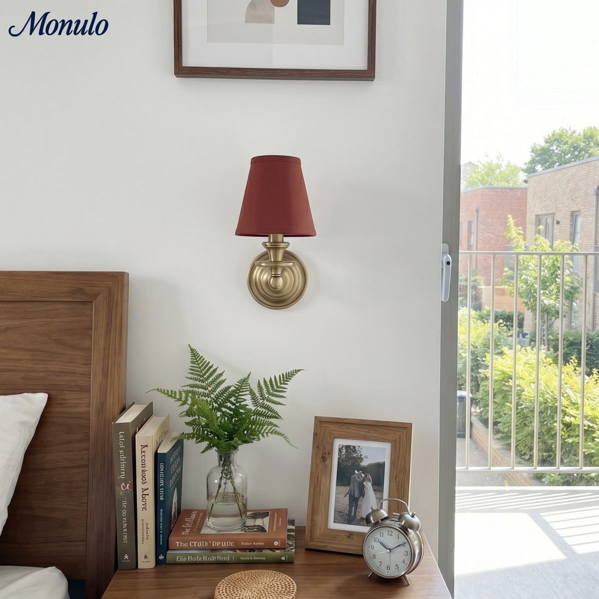 Wall Lamp with Fabric Shade and Gooseneck Arm | Wrought Iron Fixture with Adjustable Reading Lamp - Lamylie