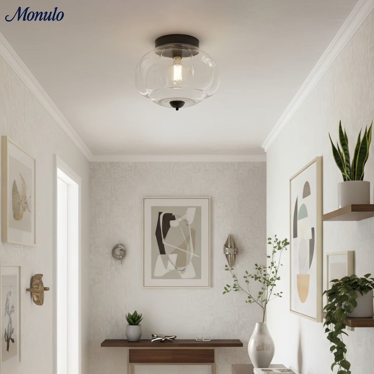 Retro Ceiling Lamp with Milk Glass Shade | Refined Semi-Flush Mount Lighting for Modern Interiors - Lamylie