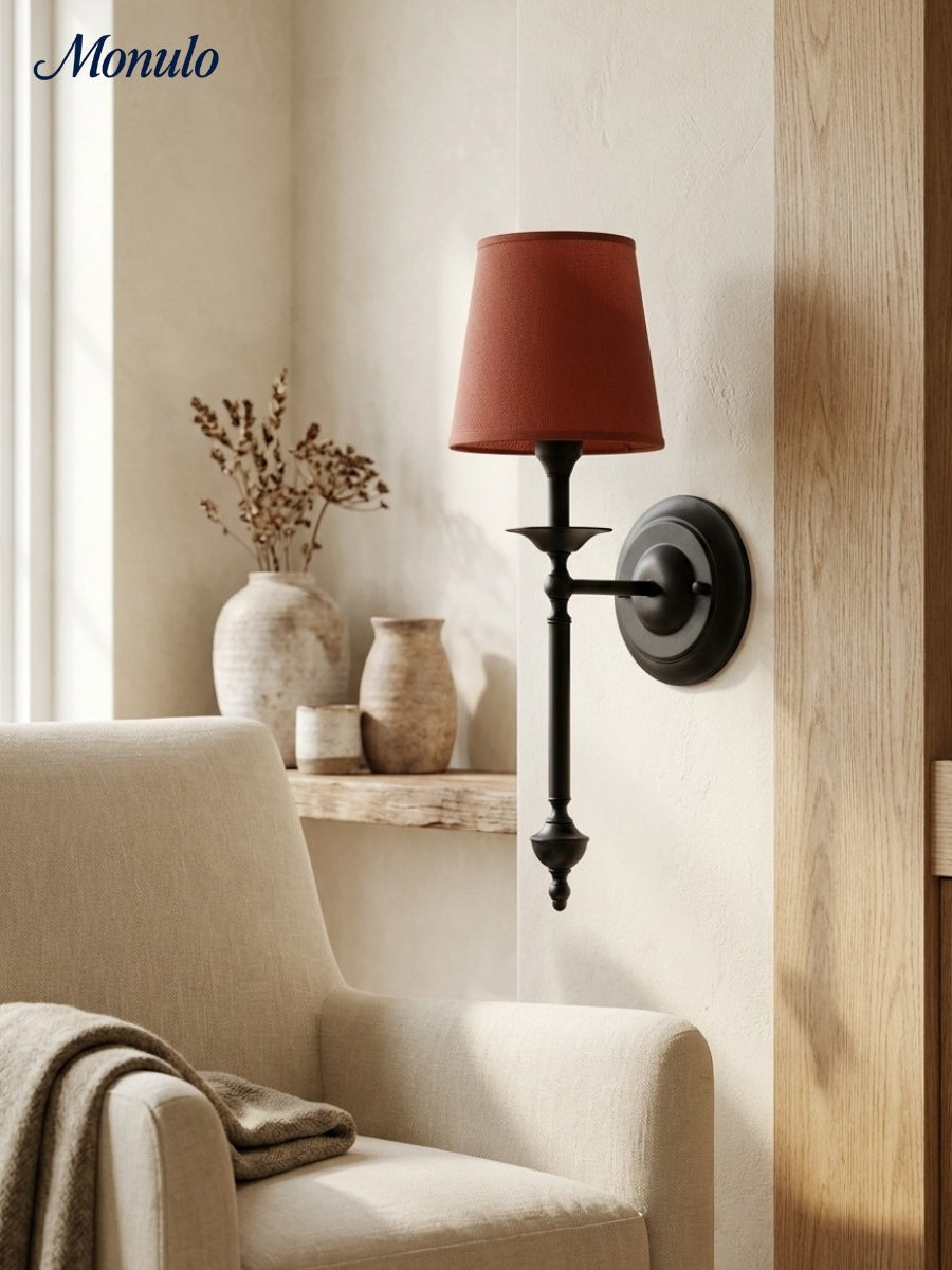 Stoffwandleuchte mit Vintage-Kupfer-Finish | Atmosphärische Beleuchtung für Flur, Schlafzimmer und Wohnzimmer - Lamylie