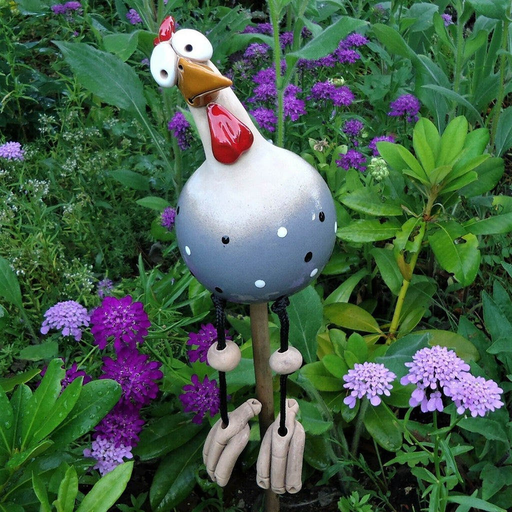 Ornamento de jardim | Escultura de galinha para vedação | Design divertido resistente às intempéries | FenceFunky - Lamylie