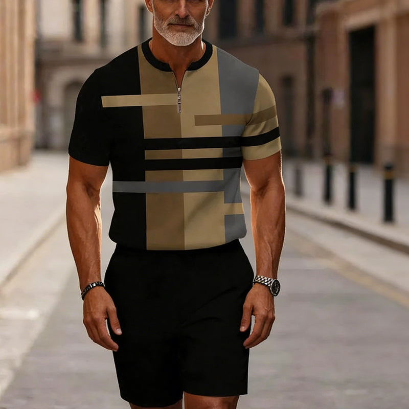 Marsten – Ensemble chemise à col zippé et short ajusté pour homme - Lamylie