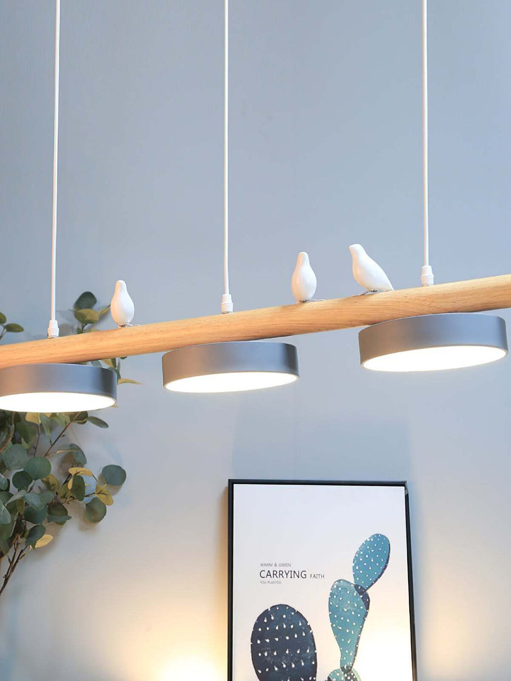 Wooden Pendant Lamp Bird Shape Three Shades Scandinavian Kitchen Island - Lamylie