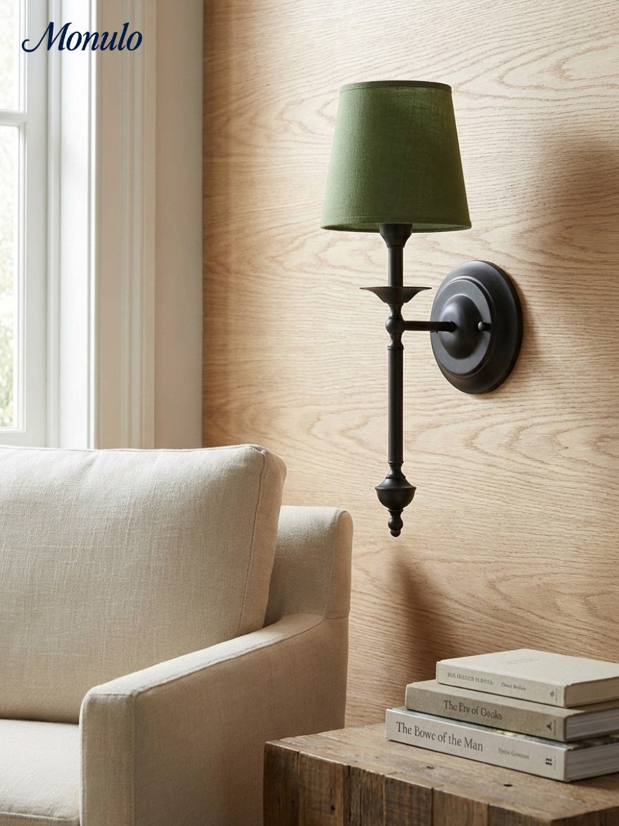 Stoffwandleuchte mit Vintage-Kupfer-Finish | Atmosphärische Beleuchtung für Flur, Schlafzimmer und Wohnzimmer - Lamylie