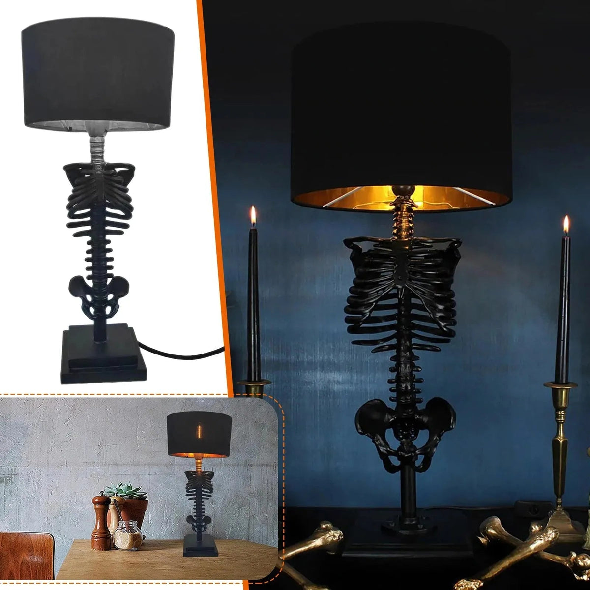 Lampada da tavolo gotica a forma di teschio - Lamylie