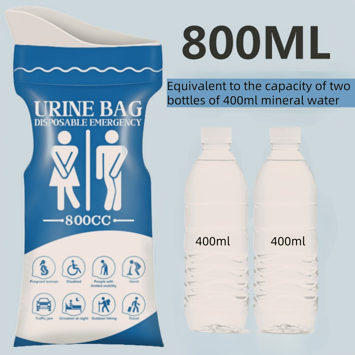 Sacos descartáveis para urina de 800 ml para o carro e viagens - Lamylie