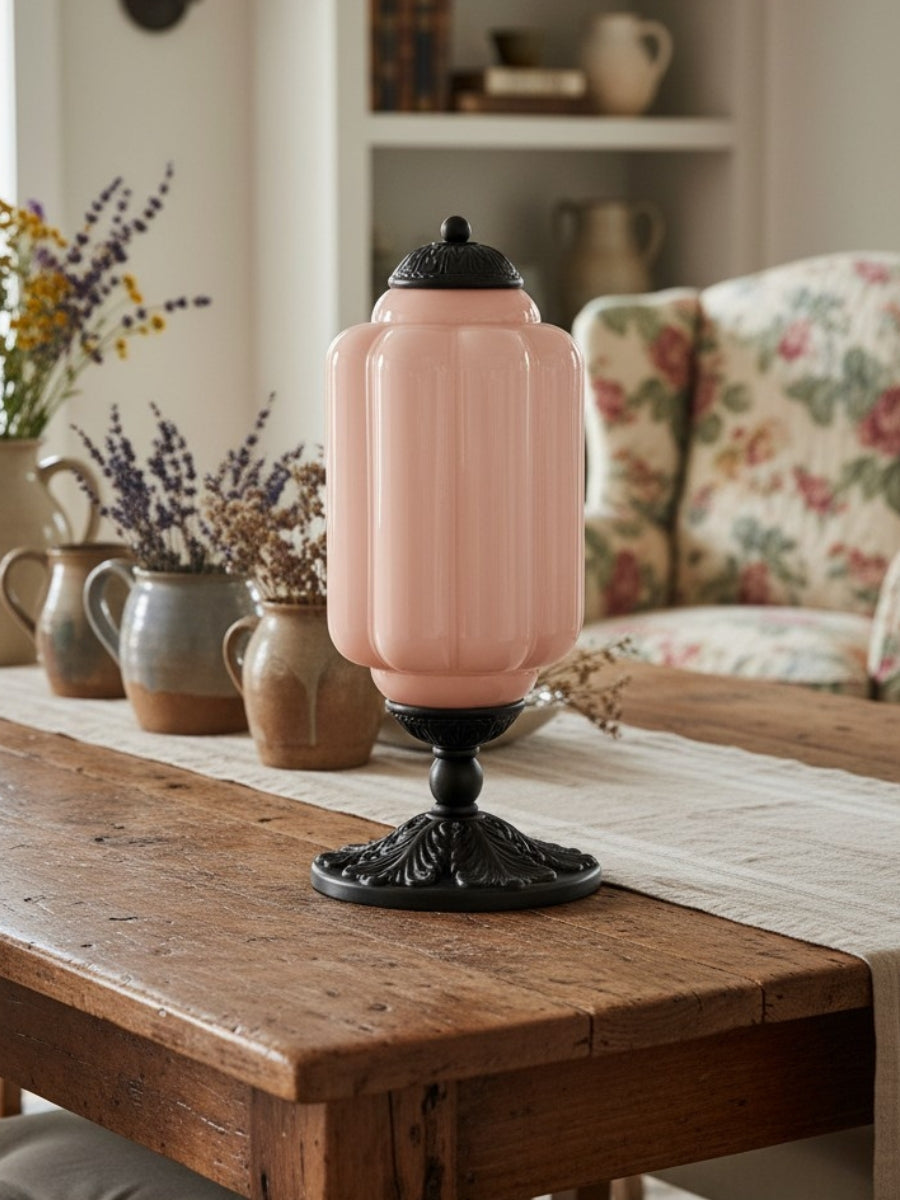 Vintage Glass Table Lamp with Brass or Black Finish - Lamylie