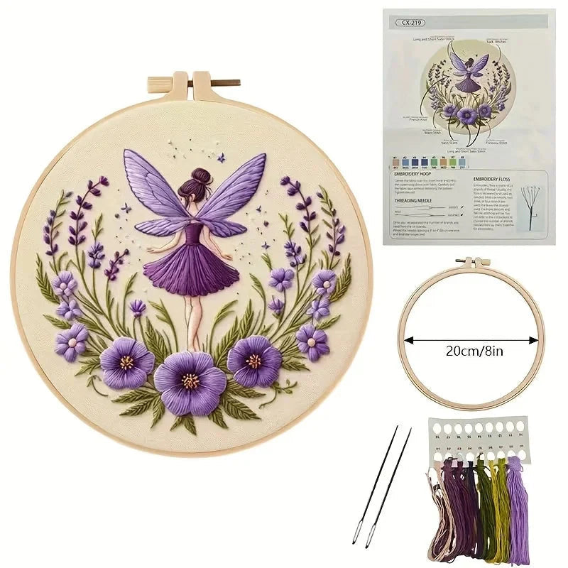 Embroidery Kit Fairy Girl | Pre-Printed Pattern | Instructions and Video Tutorials | CraftLuna - Lamylie