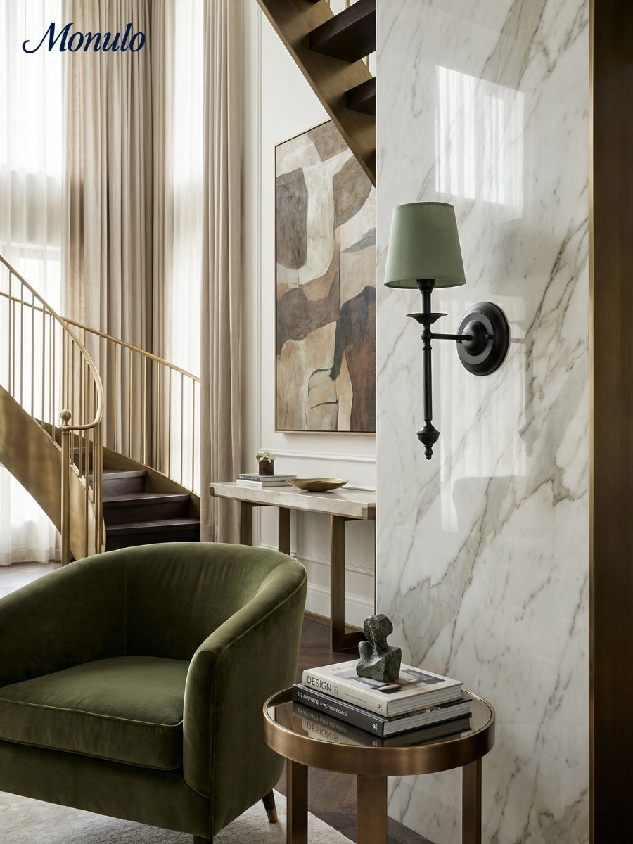 Stoffwandleuchte mit Vintage-Kupfer-Finish | Atmosphärische Beleuchtung für Flur, Schlafzimmer und Wohnzimmer - Lamylie