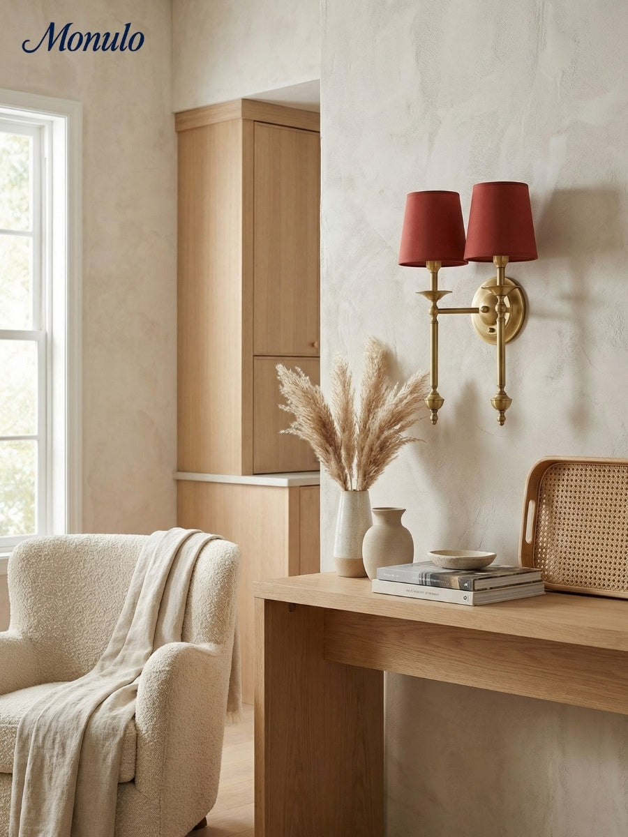 Stoffwandleuchte mit Vintage-Kupfer-Finish | Atmosphärische Beleuchtung für Flur, Schlafzimmer und Wohnzimmer - Lamylie