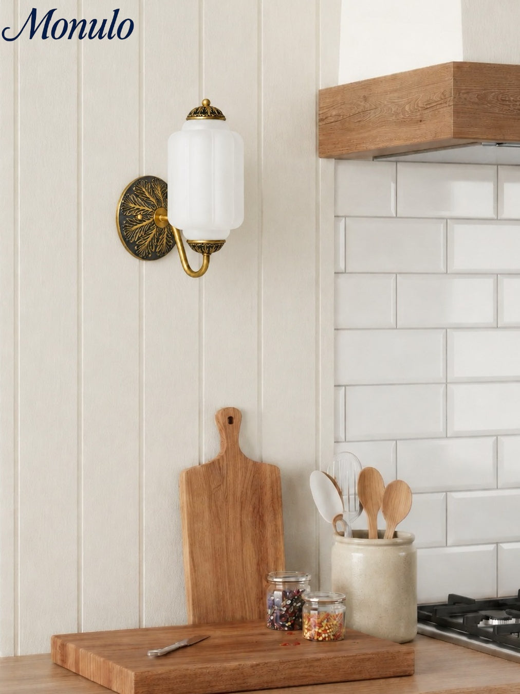 Milk Glass Wall Lamp Eloise for Hall and Bedroom | Vintage Wall Lighting with Milky White Glass - Lamylie