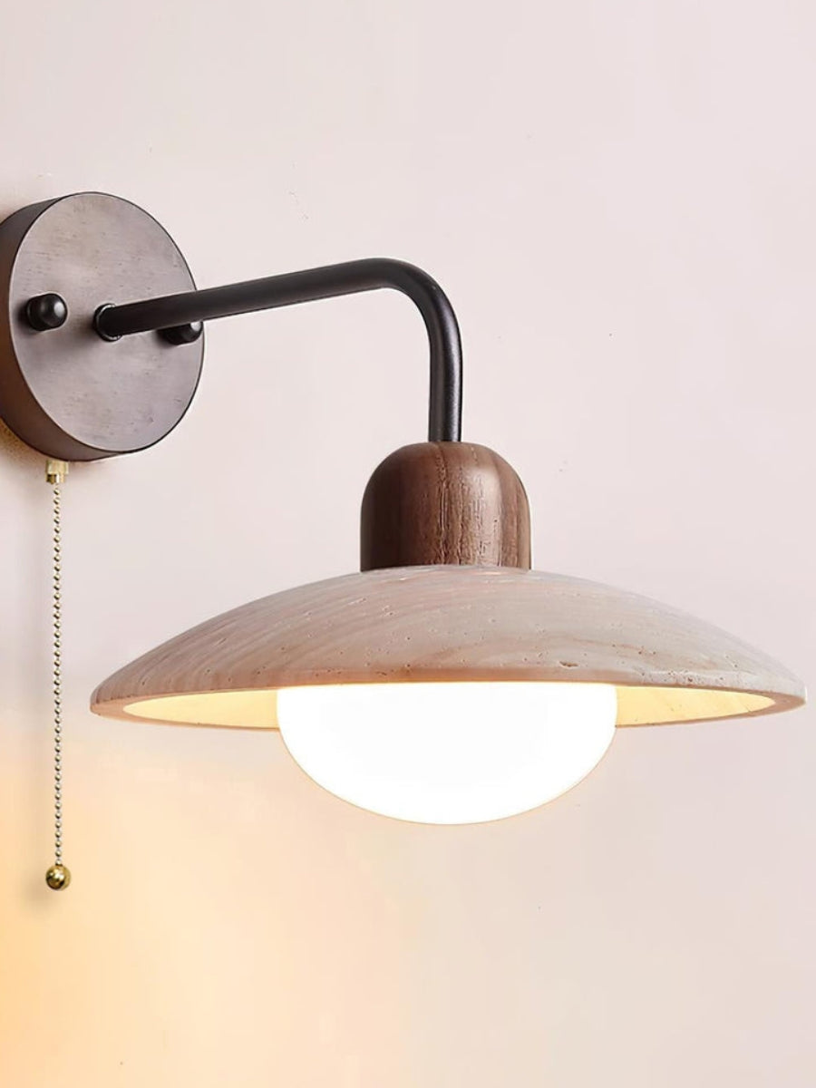 Travertine Wall Lamp Minimalist Disc Design Natural Stone Lighting for Living Room Bedroom Hall Modern Interior Wall Lighting with Warm Light - Lamylie