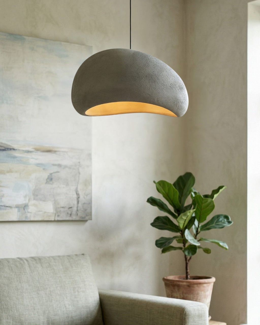 Wabi Sabi Polymer Pendant Lamp | Organic Texture Scandinavian Light Design for Living Room Dining Room - Lamylie