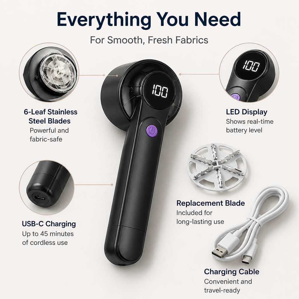 Novara — Smart Electric Lint Remover Rechargeable Fabric Shaver - Lamylie